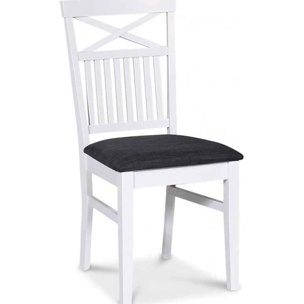 Tromsö matgrupp; runt matbord 120 cm - Vit / oljad ek med 4 st Skagen stolar med grå sits + 4.00 x Stolsdyna