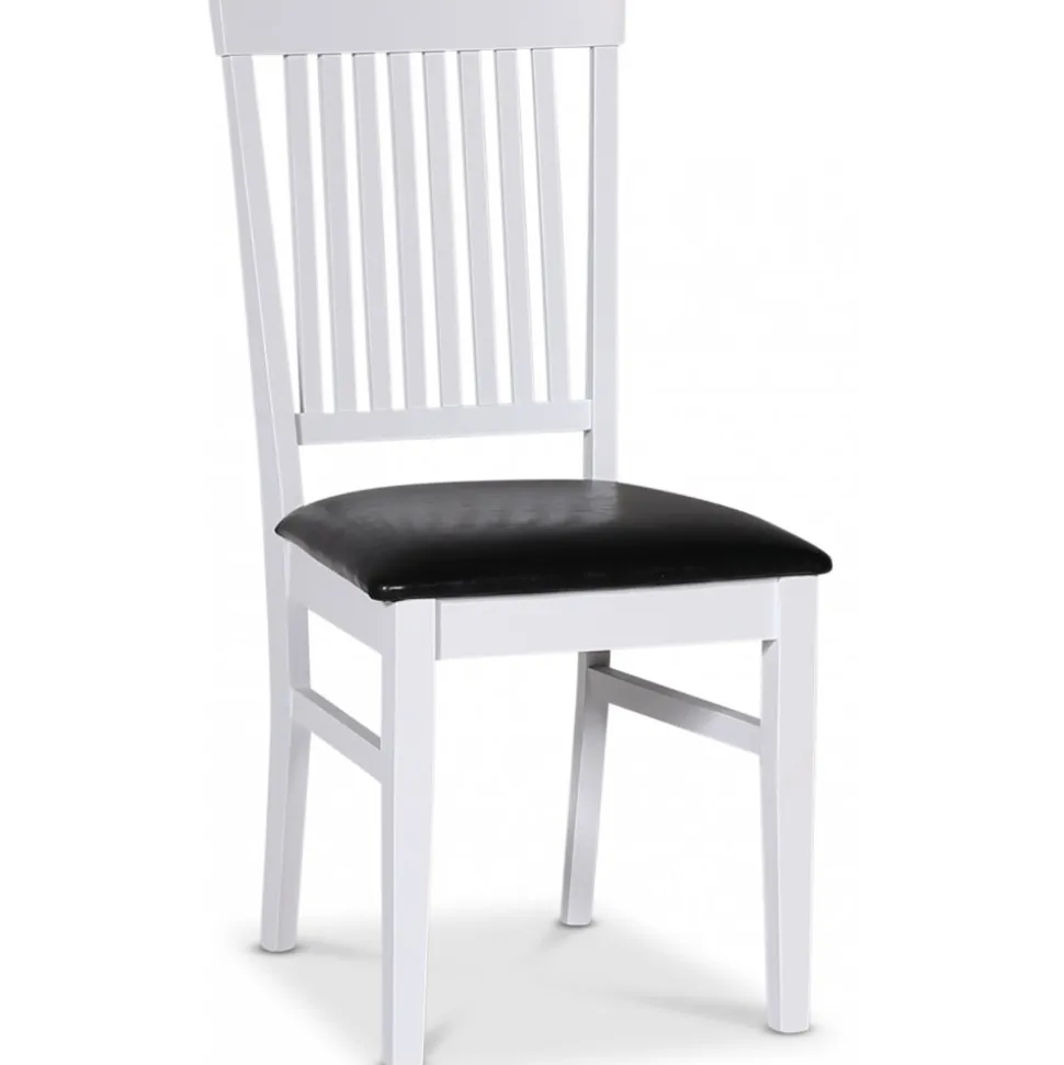 Tromsö matgrupp; runt matbord 120 cm - Vit / oljad ek med 4 st Fårö stolar med sits i svart PU + 3.00 x Möbeltassar