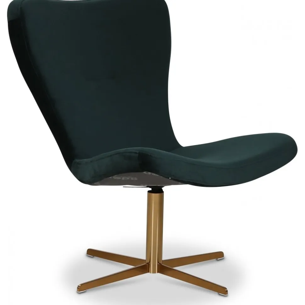 Tulpan designfåtölj - Grön Sammet / Mässing + Möbeltassar