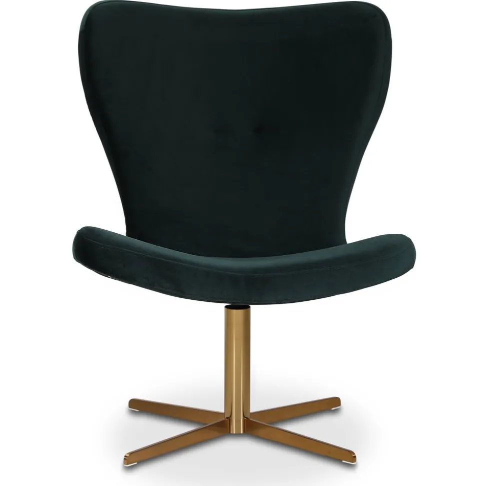 Tulpan designfåtölj - Grön Sammet / Mässing + Möbeltassar