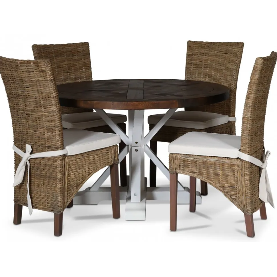 Tuva runt matbord Ø120 cm - Brun / Vit