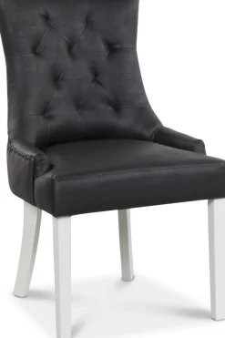 Tuva stol, Svart PU - Vita ben