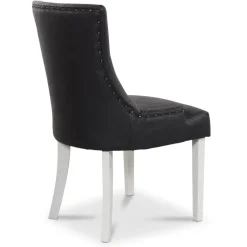 Tuva stol, Svart PU - Vita ben