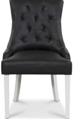Tuva stol, Svart PU - Vita ben