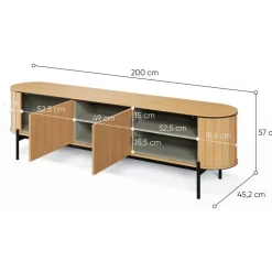 TV-bänk 200 cm - Vicenza ek/svart