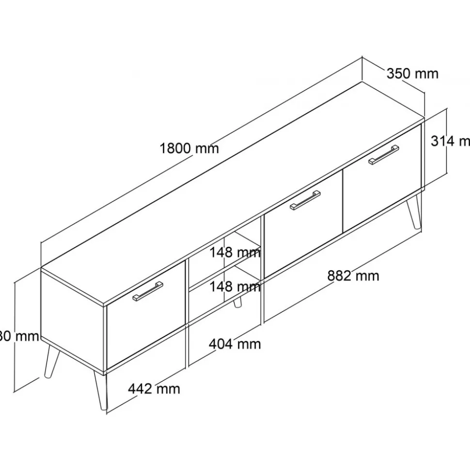 TV-bänk Exxen i ek - 180 cm