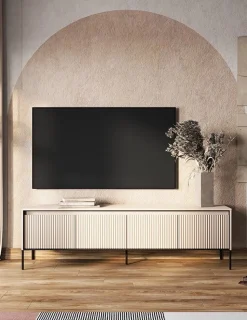 TV-bänk med LED - Beige/svart