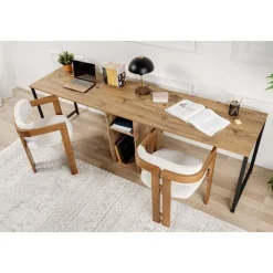 Twin skrivbord - Furu/svart