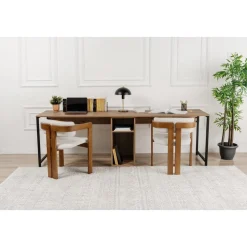 Twin skrivbord - Furu/svart