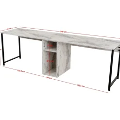 Twin skrivbord - Vit marmor/svart