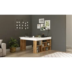 Tywin hörnskrivbord 129x120 cm - Furu/vit