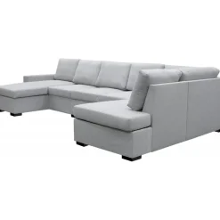 U-soffa med förvaring 367 cm grå + Textilrengöring för möbler