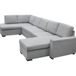 U-soffa med förvaring 367 cm grå + Textilrengöring för möbler