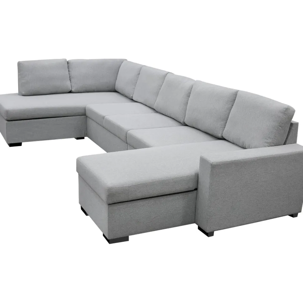 U-soffa med förvaring 367 cm grå + Textilrengöring för möbler