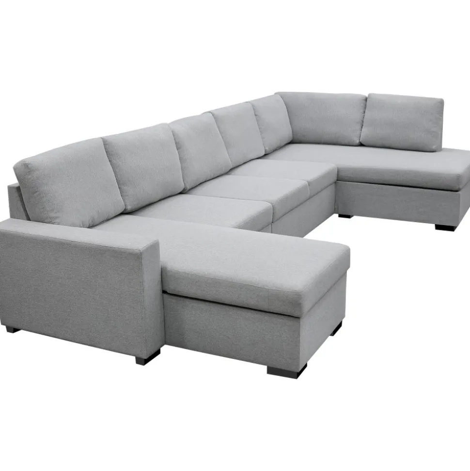 U-soffa med förvaring 367 cm grå + Textilrengöring för möbler