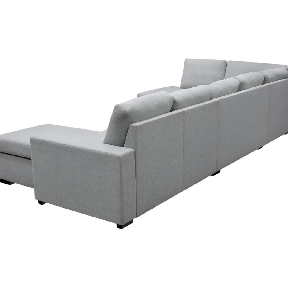 U-soffa med förvaring 367 cm grå + Textilrengöring för möbler