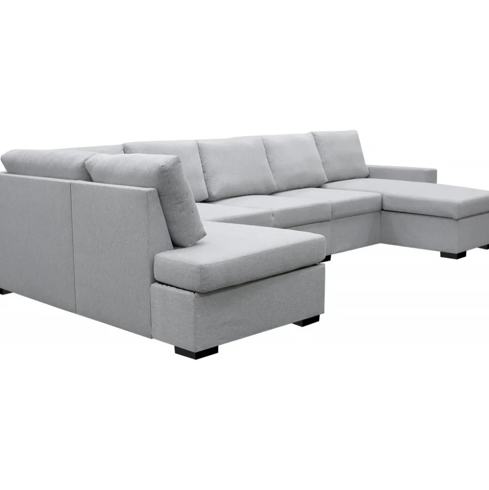 U-soffa med förvaring 367 cm grå + Fläckborttagare för möbler