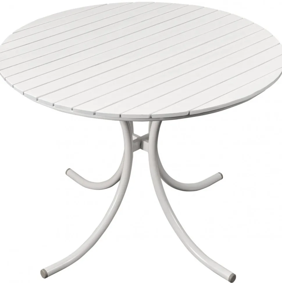 Utebord Ø130 cm vit - Holmsund + Rengöringsmedel för utemöbler