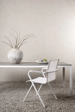 Utebord 205 x 90 cm grå / vit - Copacabana + Textilskydd för utemöbler