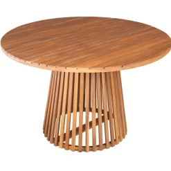 Utebord i trä runt 140 cm diameter + Textilskydd för utemöbler