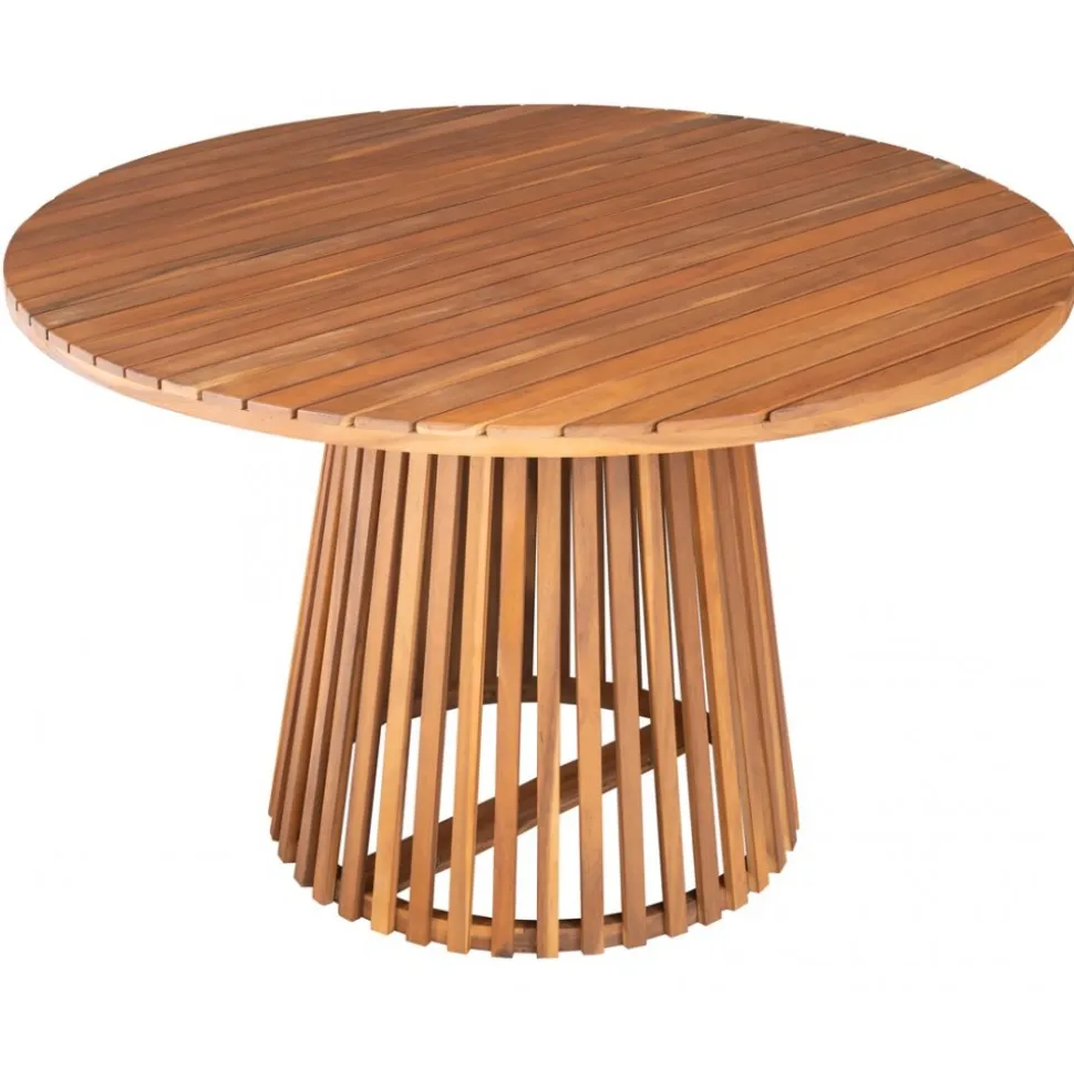 Utebord i trä runt 140 cm diameter + Textilskydd för utemöbler