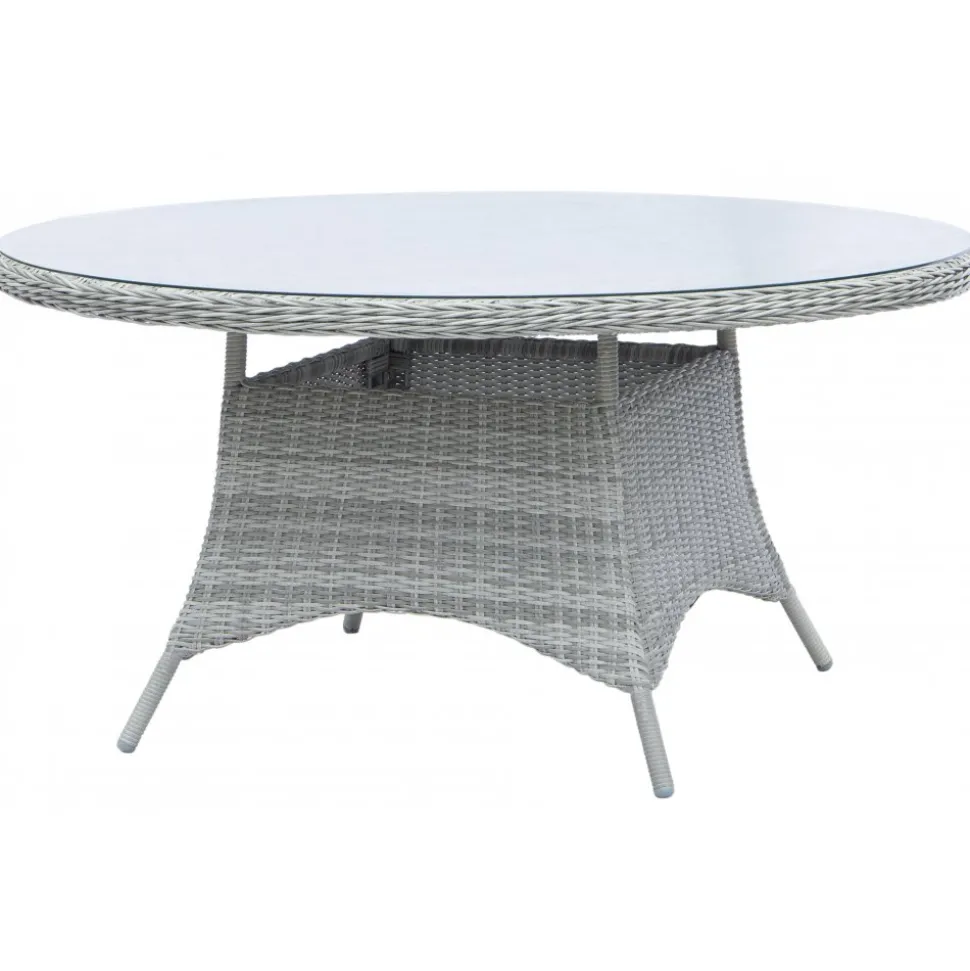 Utebord runt grå rotting - Jacksonville + Textilskydd för utemöbler