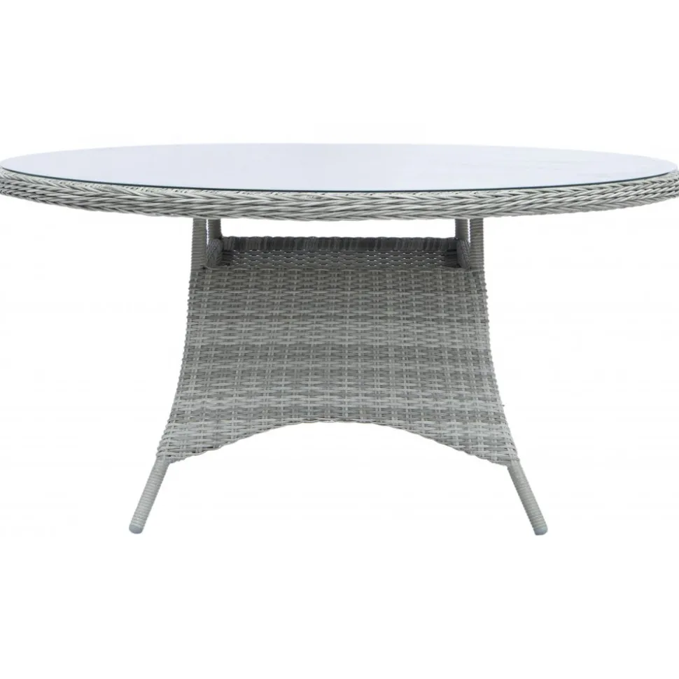 Utebord runt grå rotting - Jacksonville + Textilskydd för utemöbler