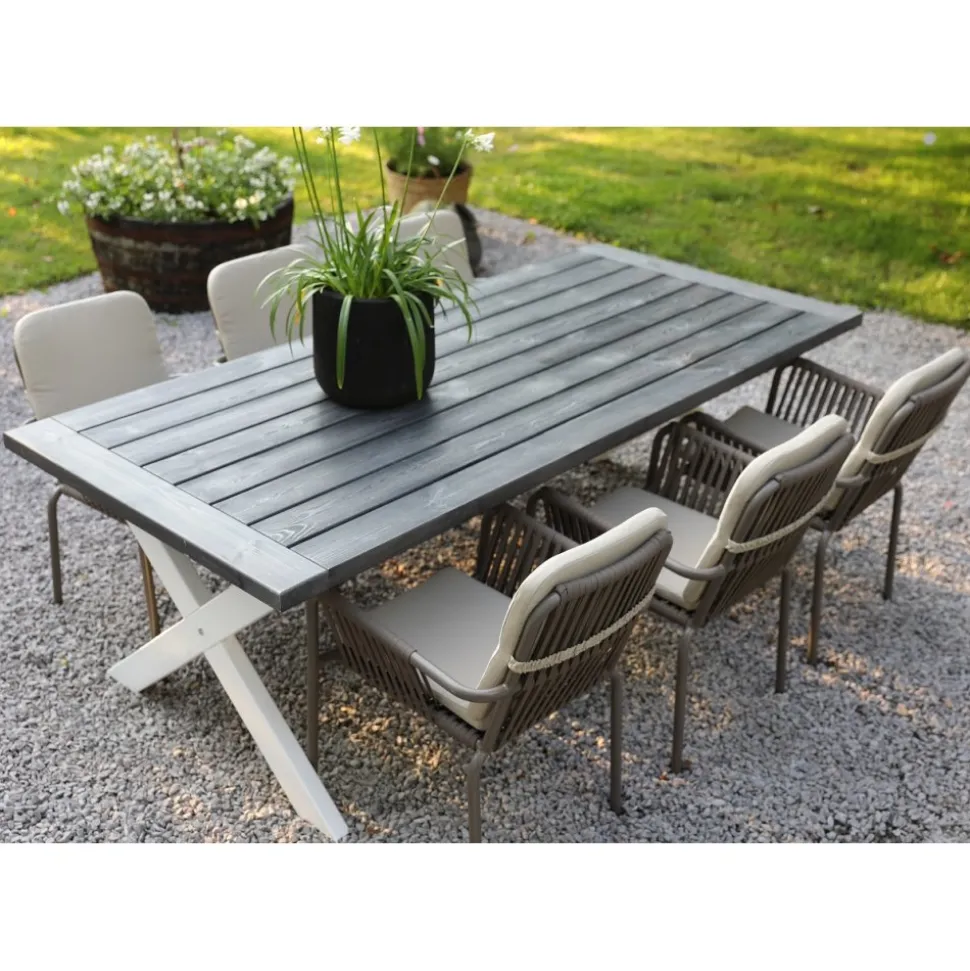 Utebord 220x100 cm Vit/grå - Oxford + Textilrengöring för möbler