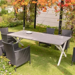 Utebord 220x100 cm Vit/grå - Oxford + Textilrengöring för möbler