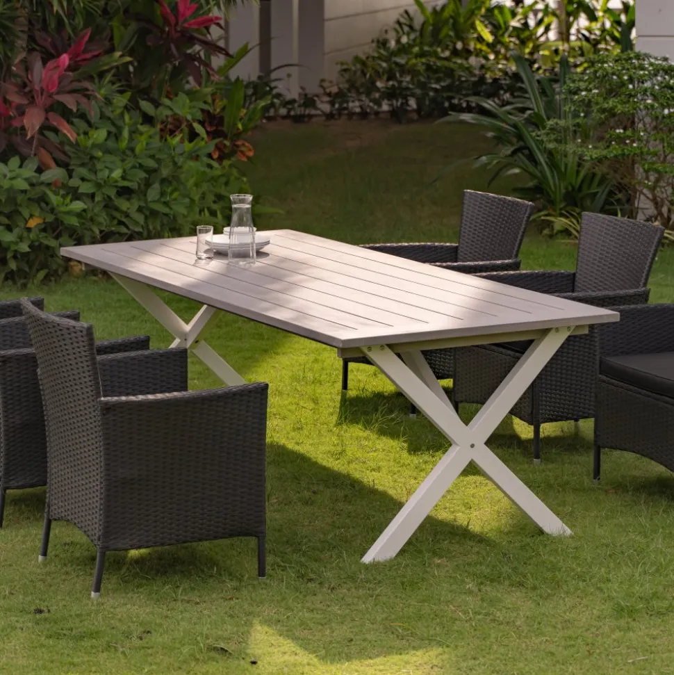 Utebord 220x100 cm Vit/grå - Oxford