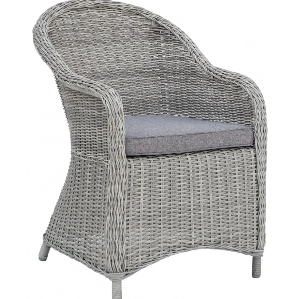 Utefåtölj grå rotting med dyna - Mercury + Textilrengöring för möbler