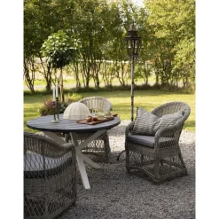 Utefåtölj grå/rotting - Marbella + Rengöringsmedel för utemöbler