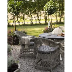 Utefåtölj grå/rotting - Marbella + Rengöringsmedel för utemöbler