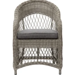 Utefåtölj grå/rotting - Marbella + Textilskydd för utemöbler