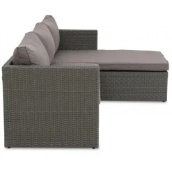 Utegrupp; divansoffa med bord i grå rotting