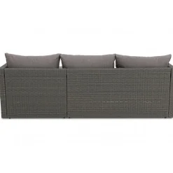 Utegrupp; divansoffa med bord i grå rotting + Möbeltassar