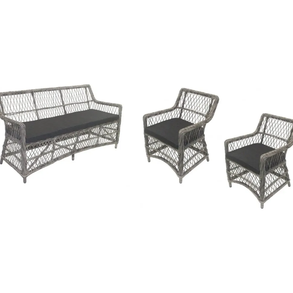 Utegrupp i konstrotting 3-sits soffa inklusive 2 st fåtöljer + Textilskydd för utemöbler