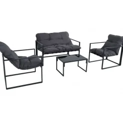 Utegrupp; soffa + 2 st fåtöljer + soffbord Svart/grå - Kreta