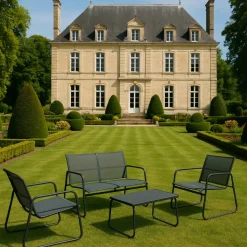 Utegrupp; soffa, fåtöljer och soffbord + Rengöringsmedel för utemöbler