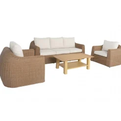 Utegrupp XL 2 st fåtöljer med 3-sits soffa och bord + Textilskydd för utemöbler