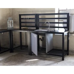 Utekök Lackö med inbyggd vask - 120x60 - Kolli 2 + Rengöringsmedel för utemöbler