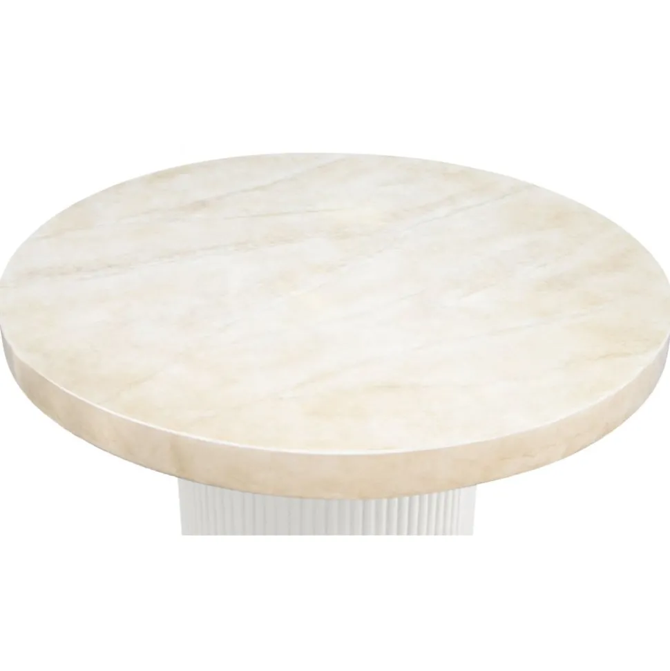 Utematbord runt Ø122 cm travertin + Textilskydd för utemöbler