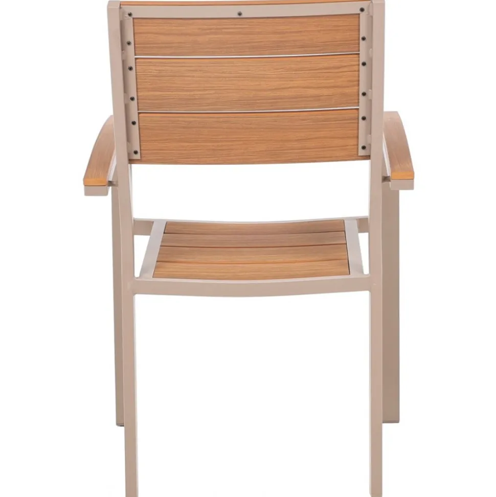 Utematgrupp: 6 st stolar med bord 205 x 90 cm beige/ek - Las Vegas