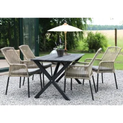Utematgrupp; matbord med 4 st Ystad karmstolar - Svart/Beige