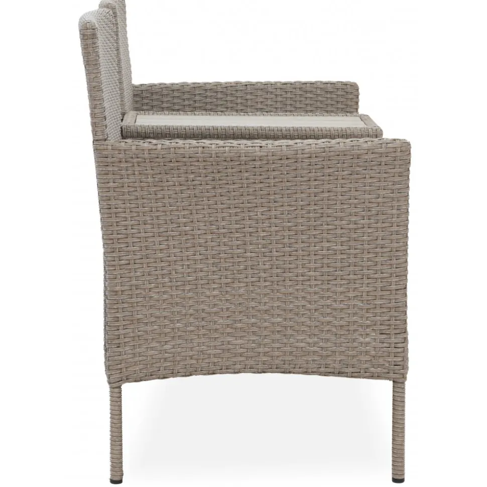 Utesoffa / Duosoffa i beige rotting + Rengöringsmedel för utemöbler