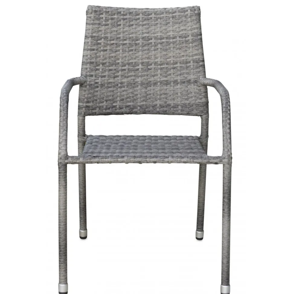 Utestol grå rotting stapelbar + Textilskydd för utemöbler