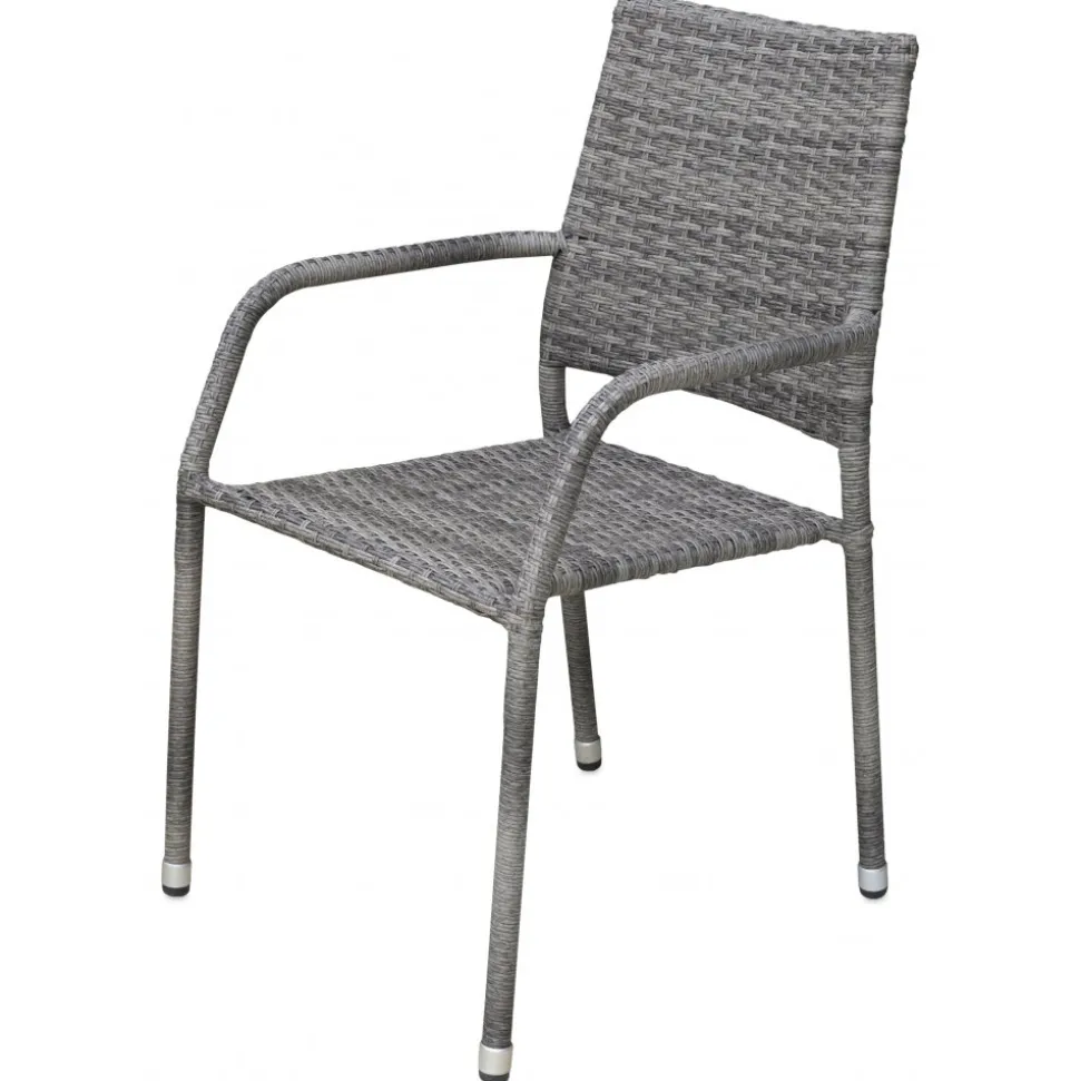 Utestol grå rotting stapelbar + Textilskydd för utemöbler