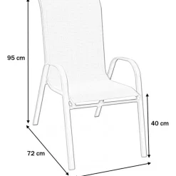 Utestol stapelbar - Grå / Beige mesh