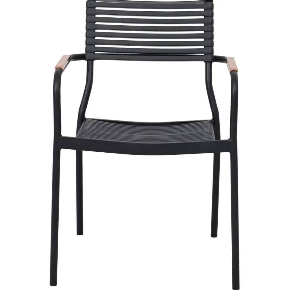Utestol svart aintwood handtag stapelbar