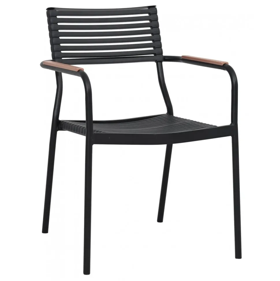 Utestol svart aintwood handtag stapelbar